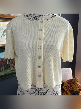 Molly Malloy Light Yellow Knit Top - Cottagecore